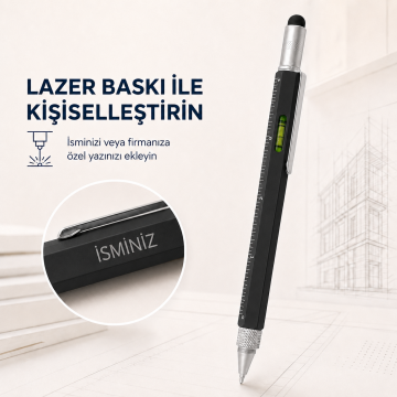 4 Özellikli Mühendis, Tükenmez Kalem, (Mavi Kartuşlu), 041, Siyah
