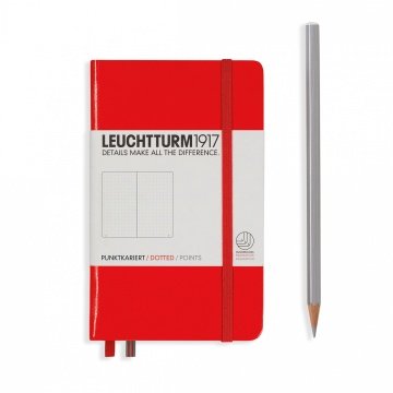 Leuchtturm1917 Not Defteri Cep Boy (A6), Sert Kapak, 185 Numaralandırılmış Sayfa, Noktalı - Kırmızı