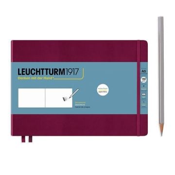 Leuchtturm1917 Sketchbook - Eskiz Defteri Yatay Format Orta Boy (A5), Sert Kapak 112 Beyaz Sayfa (150 gr), Liman Kırmızısı