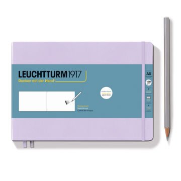 Leuchtturm1917 Sketchbook - Eskiz Defteri Yatay Format Orta Boy (A5), Sert Kapak 112 Beyaz Sayfa (150 gr), Leylak