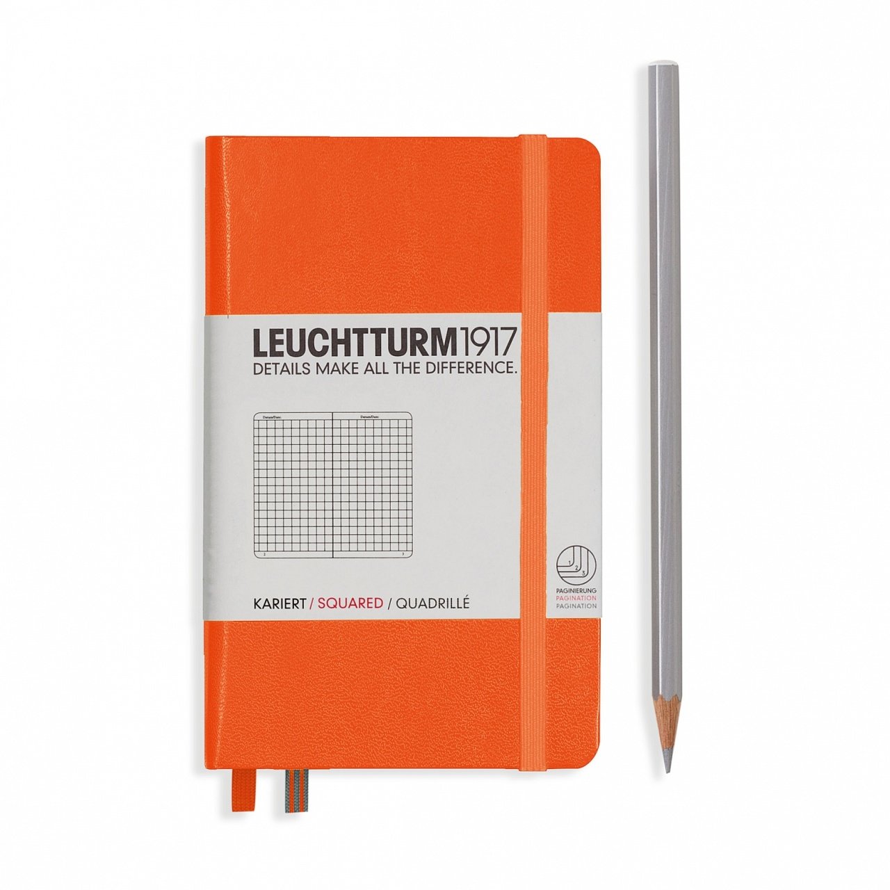 Leuchtturm1917 Not Defteri Cep Boy (A6), Sert Kapak, 185 Numaralandırılmış Sayfa, Noktalı - Turuncu