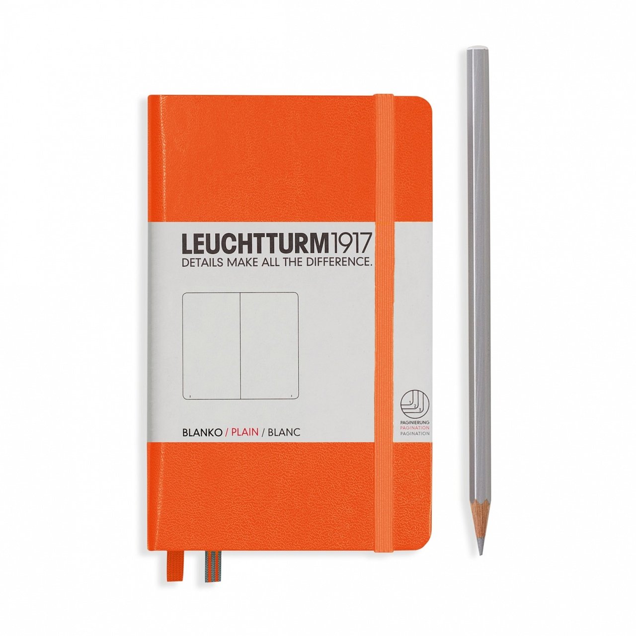 Leuchtturm1917 Not Defteri Cep Boy (A6), Sert Kapak, 185 Numaralandırılmış Sayfa, Düz - Turuncu
