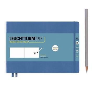 Leuchtturm1917 Sketchbook - Eskiz Defteri Yatay Format Orta Boy (A5), Sert Kapak 112 Beyaz Sayfa (150 gr), Denim