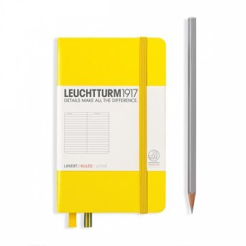 Leuchtturm1917 Not Defteri Cep Boy (A6), Sert Kapak, 185 Numaralandırılmış Sayfa, Çizgili - Limon Sarı