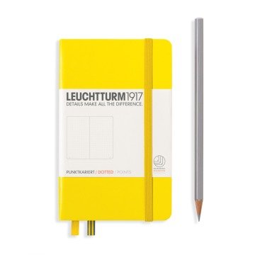 Leuchtturm1917 Not Defteri Cep Boy (A6), Sert Kapak, 185 Numaralandırılmış Sayfa, Noktalı - Limon Sarı