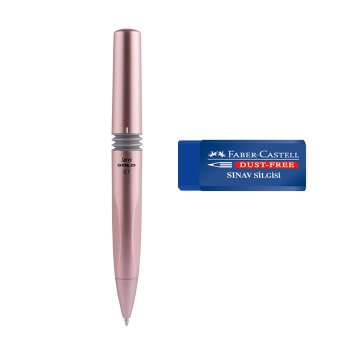 PULKO Okul Kırtasiye Seti (SERVE Bold Uçlu Kalem Metalik Roze + Faber Castell Silgi)