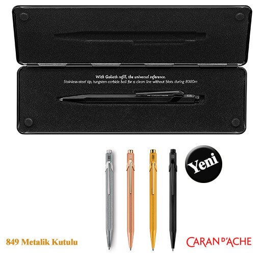 Caran d'Ache Metalik Seri, Kutulu, Tükenmez Kalem,