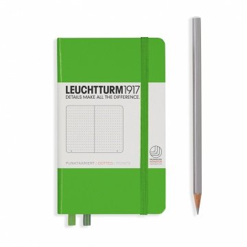 Leuchtturm1917 Not Defteri Cep Boy (A6), Sert Kapak, 185 Numaralandırılmış Sayfa, Noktalı - Taze Yeşil