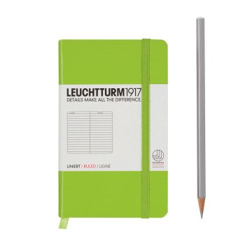 Leuchtturm1917 Not Defteri Cep Boy (A6), Sert Kapak, 185 Numaralandırılmış Sayfa, Çizgili - Lime Yeşil