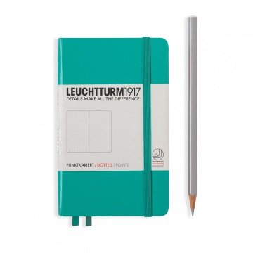 Leuchtturm1917 Not Defteri Cep Boy (A6), Sert Kapak, 185 Numaralandırılmış Sayfa, Noktalı - Zümrüt Yeşil