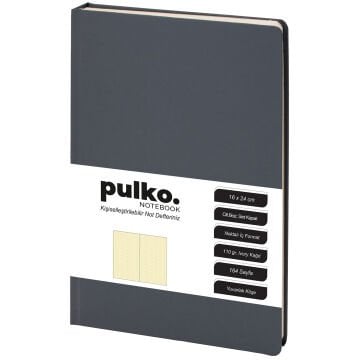 PULKO Notebook Not Defteri, 110gr Kağıt, (16x24cm), Cilt Bezi, 164 Sayfa, Noktalı, 043, Koyu Gri