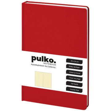 PULKO Notebook Not Defteri, 110gr Kağıt, (16x24cm), Cilt Bezi, 164 Sayfa, Noktalı, 043, Kırmızı
