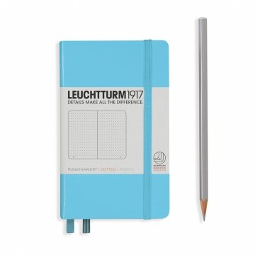Leuchtturm1917 Not Defteri Cep Boy (A6), Sert Kapak, 185 Numaralandırılmış Sayfa, Noktalı - Buz Mavi