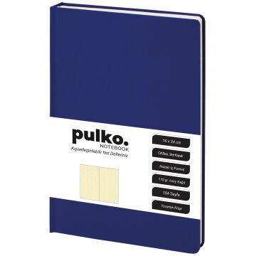 PULKO Notebook Not Defteri, 110gr Kağıt, (16x24cm), Cilt Bezi, 164 Sayfa, Noktalı, 043, Mavi