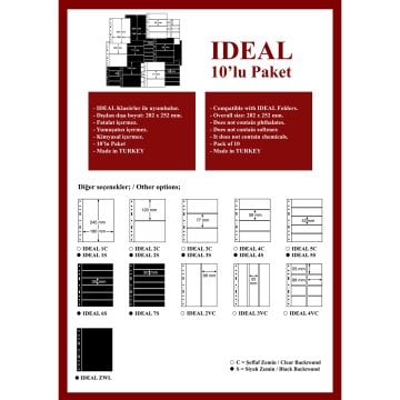 PULKO HistorY 1970 IDEAL Yapraklar, 3S / Siyah Zemin / 77x180mm / 10'luk Paket