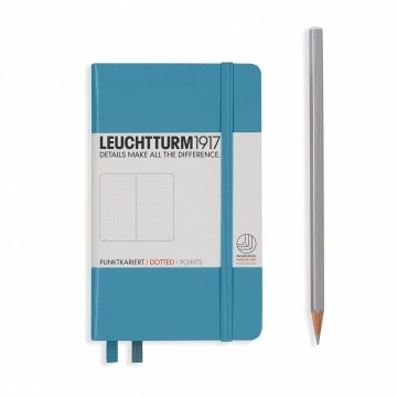 Leuchtturm1917 Not Defteri Cep Boy (A6), Sert Kapak, 185 Numaralandırılmış Sayfa, Noktalı - Kuzey Mavi