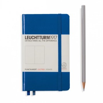 Leuchtturm1917 Not Defteri Cep Boy (A6), Sert Kapak, 185 Numaralandırılmış Sayfa, Noktalı - Kraliyet Mavi