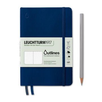 Leuchtturm1917 Outlines, Hava Koşullarına Dayanıklı, Not Defteri Çanta Boy (B6+), Yumuşak Kapak, 89 Numaralandırılmış Noktalı Sayfa, Lacivert