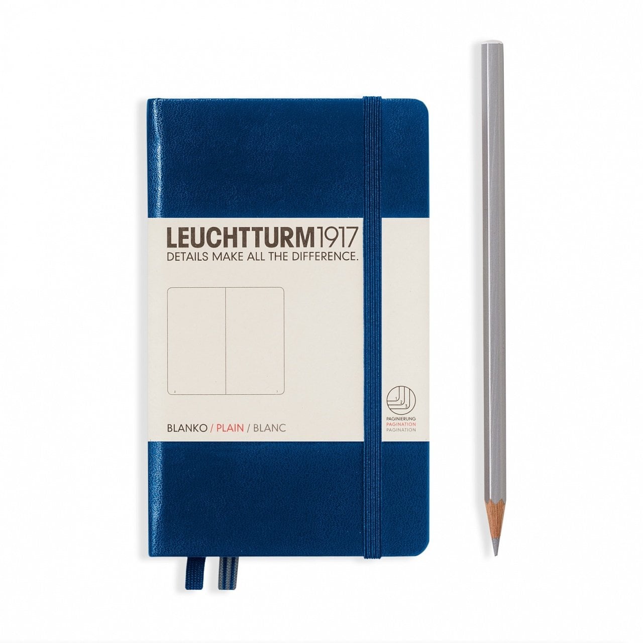 Leuchtturm1917 Not Defteri Cep Boy (A6), Sert Kapak, 185 Numaralandırılmış Sayfa, Düz - Lacivert