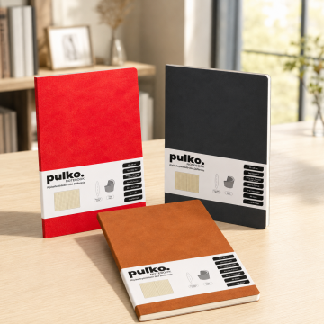 PULKO Notebook Not Defteri, (20x28cm), Terzi Dikiş, Termo Deri Kapak, 96 Sayfa, Krem Kağıt, Kareli, 034,