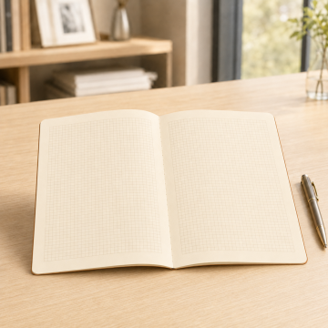 PULKO Notebook Not Defteri, (20x28cm), Terzi Dikiş, Termo Deri Kapak, 96 Sayfa, Krem Kağıt, Kareli, 034, Siyah
