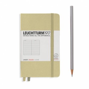 Leuchtturm1917 Not Defteri Cep Boy (A6), Sert Kapak, 185 Numaralandırılmış Sayfa, Çizgili - Kum Gri