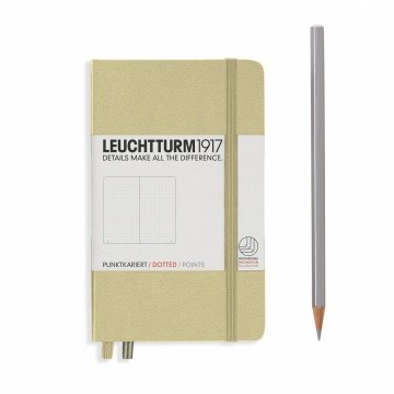 Leuchtturm1917 Not Defteri Cep Boy (A6), Sert Kapak, 185 Numaralandırılmış Sayfa, Noktalı - Kum Gri