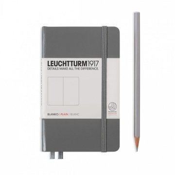 Leuchtturm1917 Not Defteri Cep Boy (A6), Sert Kapak, 185 Numaralandırılmış Sayfa, Düz - Antrasit Gri