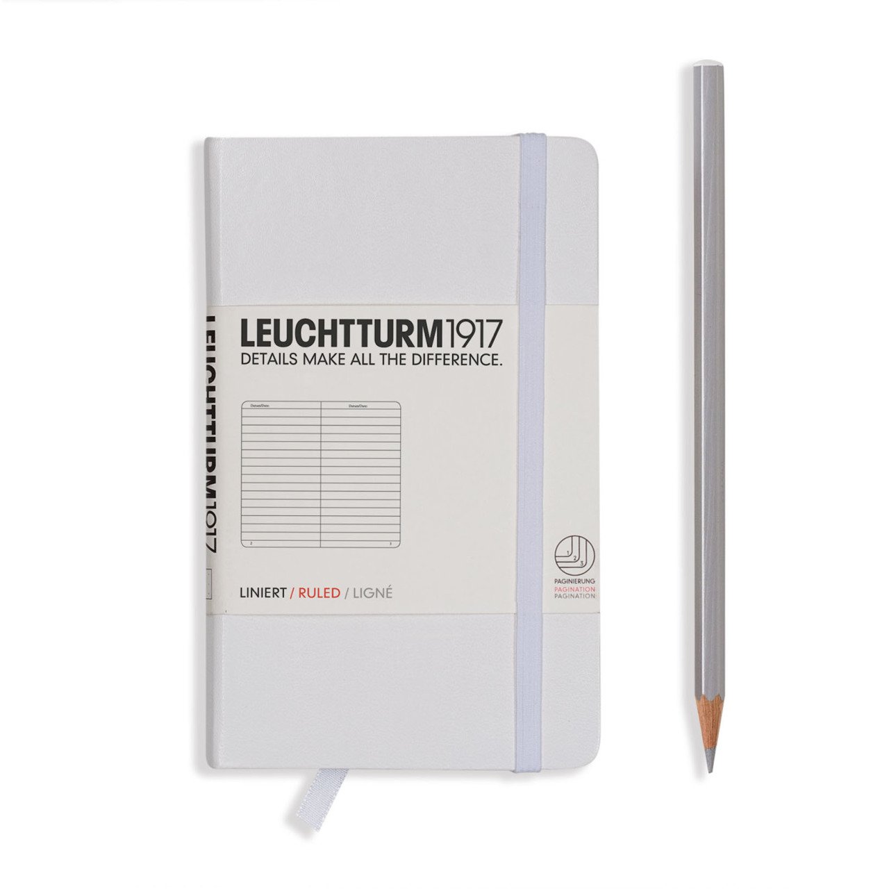 Leuchtturm1917 Not Defteri Cep Boy (A6), Sert Kapak, 185 Numaralandırılmış Sayfa, Çizgili - Beyaz