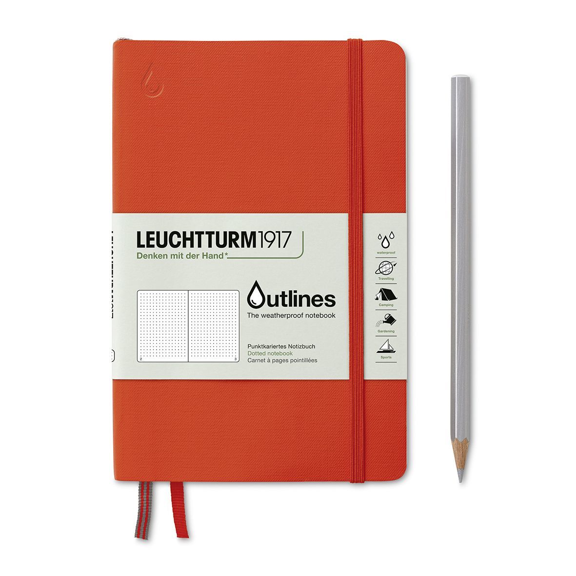 Leuchtturm1917 Outlines, Hava Koşullarına Dayanıklı, Not Defteri Çanta Boy (B6+), Yumuşak Kapak, 89 Numaralandırılmış Noktalı Sayfa, Turuncu