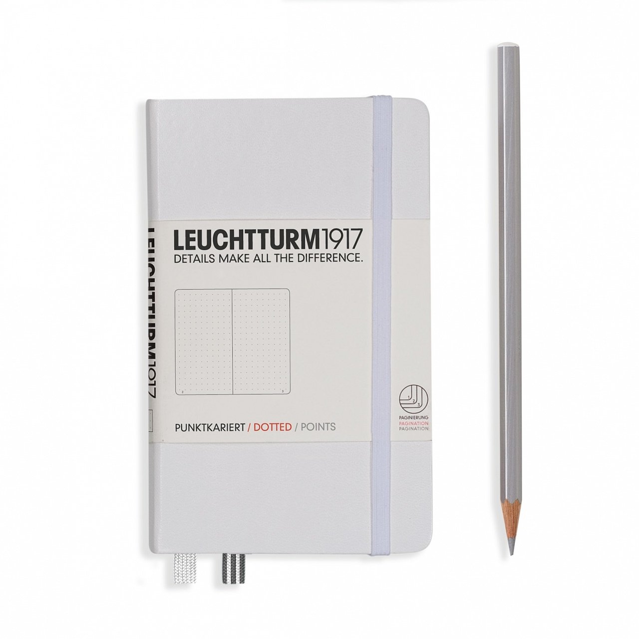 Leuchtturm1917 Not Defteri Cep Boy (A6), Sert Kapak, 185 Numaralandırılmış Sayfa, Noktalı - Beyaz