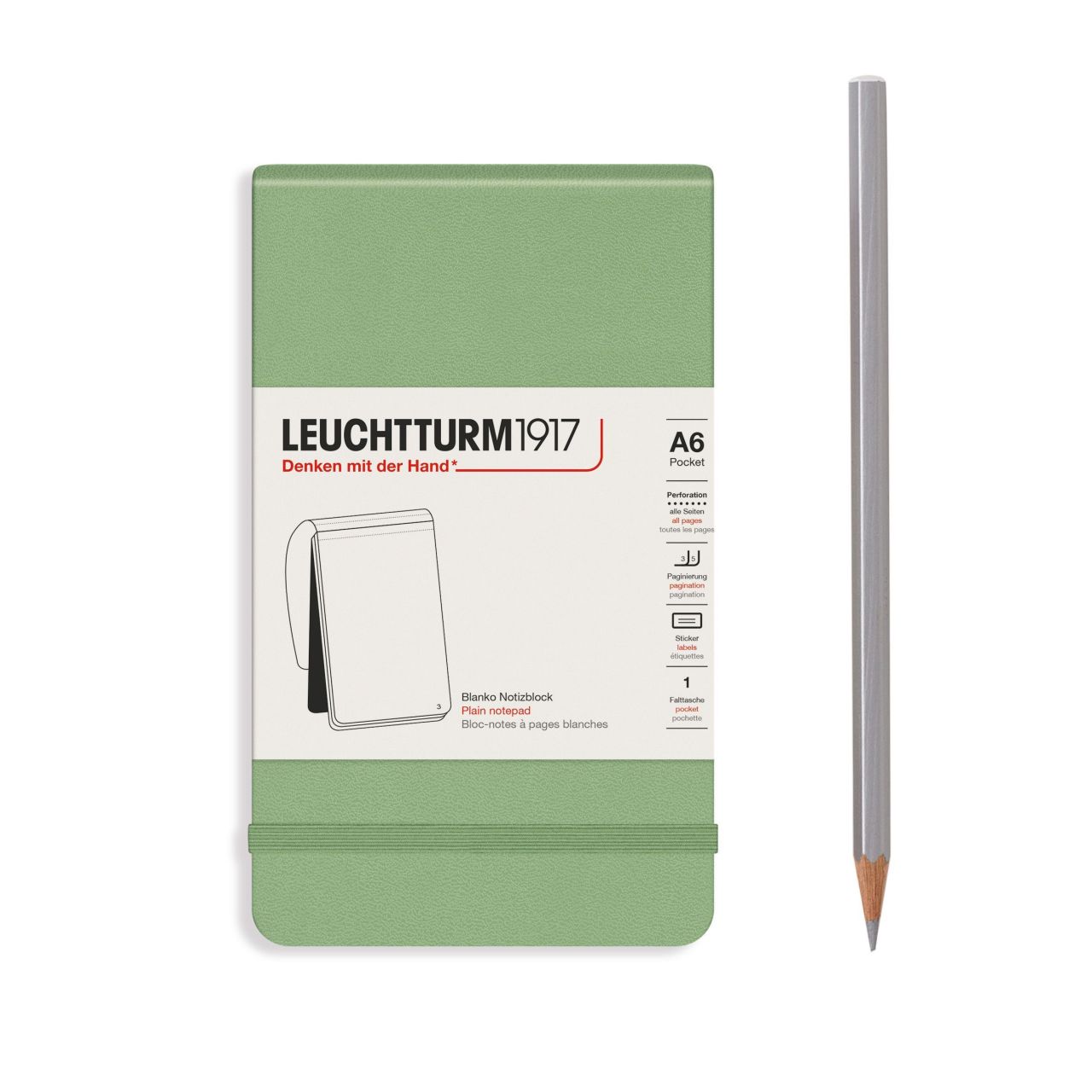 Leuchtturm1917 Reporter Cep Boy (A6), Sert Kapak, 94 Numaralandırılmış Sayfa, Ada Çayı - Düz