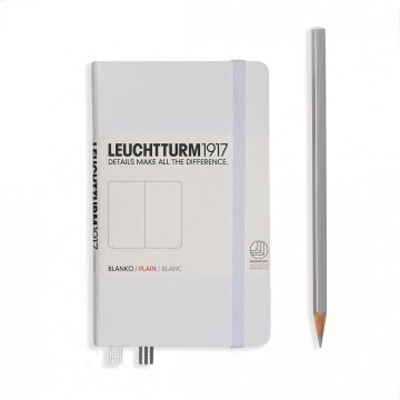 Leuchtturm1917 Not Defteri Cep Boy (A6), Sert Kapak, 185 Numaralandırılmış Sayfa, Düz - Beyaz