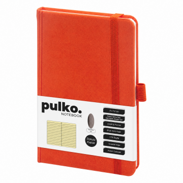 PULKO Notebook Not Defteri, (9x14cm), Akordion Sırt, Dokulu Sert Kapak, 176 Sayfa, Çizgili, 040, Turuncu
