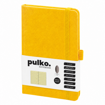 PULKO Notebook Not Defteri, (9x14cm), Akordion Sırt, Dokulu Sert Kapak, 176 Sayfa, Çizgili, 040, Limon Sarı