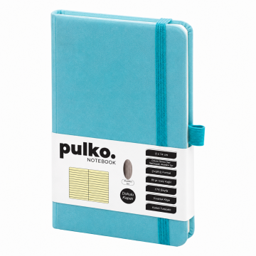 PULKO Notebook Not Defteri, (9x14cm), Akordion Sırt, Dokulu Sert Kapak, 176 Sayfa, Çizgili, 040, Buz Mavi
