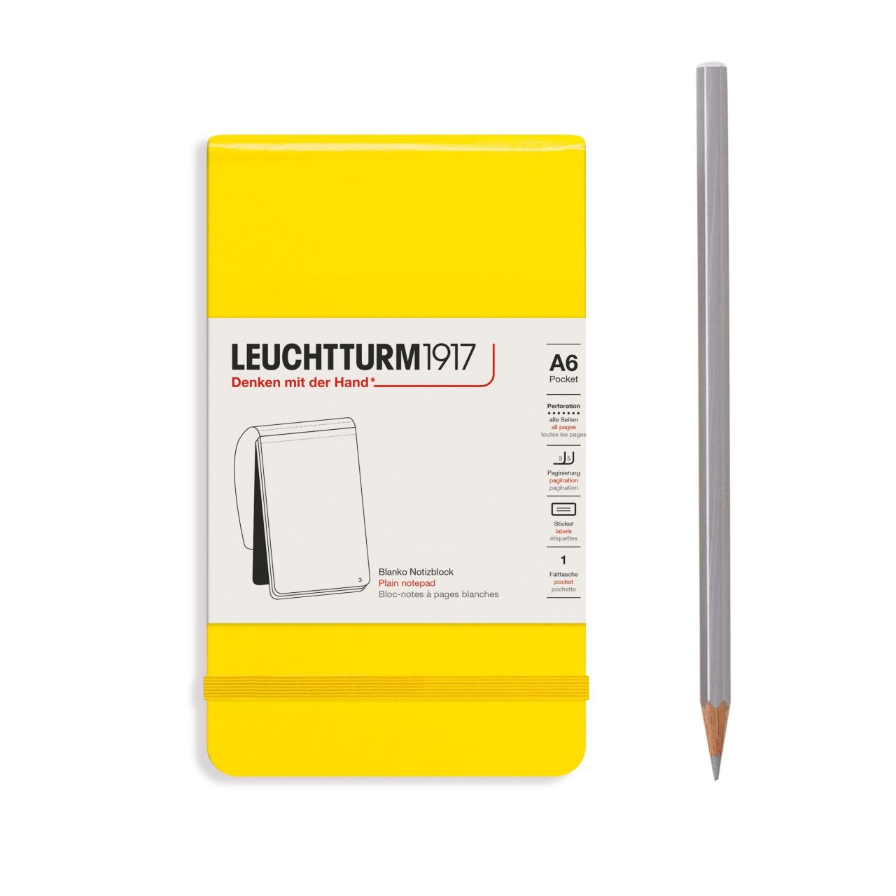 Leuchtturm1917 Reporter Cep Boy (A6), Sert Kapak, 94 Numaralandırılmış Sayfa, Limon Sarı - Düz
