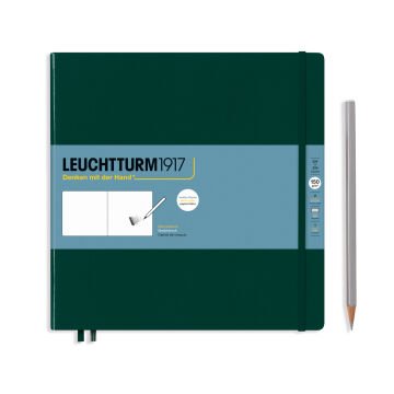 Leuchtturm1917 Sketchbook - Eskiz Defteri Kare Boy (225x225mm), Sert Kapak 112 Beyaz Sayfa (150gr), Orman Yeşili