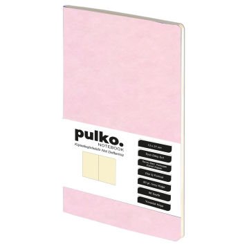 PULKO Notebook Not Defteri, (13x21cm), Terzi Dikiş, Termo Deri Kapak, 96 Sayfa, Krem Kağıt, Düz, 032, Pudra
