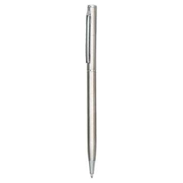 PULKO Promosyon The Klasis (Gümüş Gri Çizgi) Metal Kasa, Tükenmez Kalem, (Mavi Kartuşlu), Krom Gri