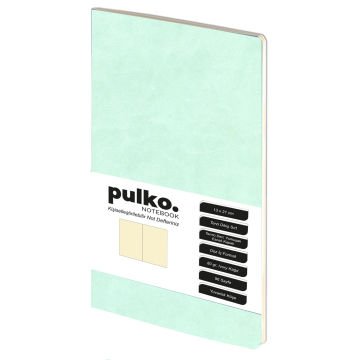 PULKO Notebook Not Defteri, (13x21cm), Terzi Dikiş, Termo Deri Kapak, 96 Sayfa, Krem Kağıt, Düz, 032, Nane Yeşili