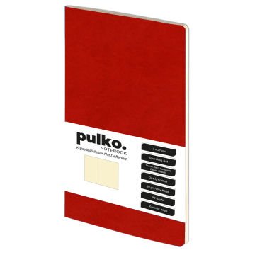 PULKO Notebook Not Defteri, (13x21cm), Terzi Dikiş, Termo Deri Kapak, 96 Sayfa, Krem Kağıt, Düz, 032, Chilli Red