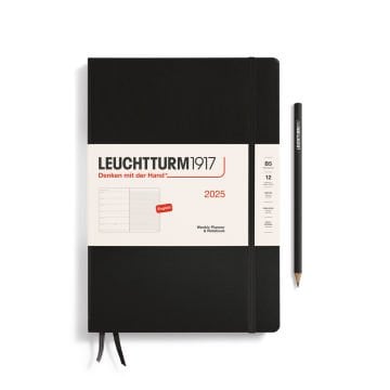 Leuchtturm1917 Tablet Boy (B5) 12 Aylık Ajanda ve Not Defteri 2025 Sert Kapak, İngilizce, Siyah