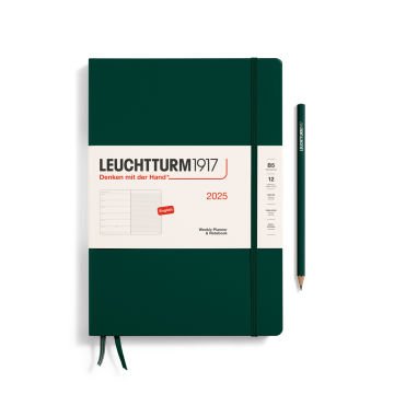 Leuchtturm1917 Tablet Boy (B5) 12 Aylık Ajanda ve Not Defteri 2025 Sert Kapak, İngilizce, Orman Yeşili
