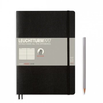 Leuchtturm1917 Not Defteri Tablet Boy (B5), Yumuşak Kapak, 123 Numaralandırılmış Sayfa, Çizgili - Siyah