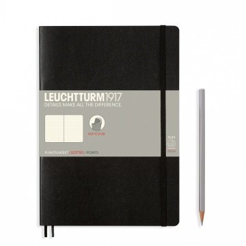 Leuchtturm1917 Not Defteri Tablet Boy (B5), Yumuşak Kapak, 123 Numaralandırılmış Sayfa, Noktalı - Siyah