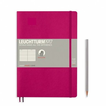 Leuchtturm1917 Not Defteri Tablet Boy (B5), Yumuşak Kapak, 123 Numaralandırılmış Sayfa, Çizgili - Vişne