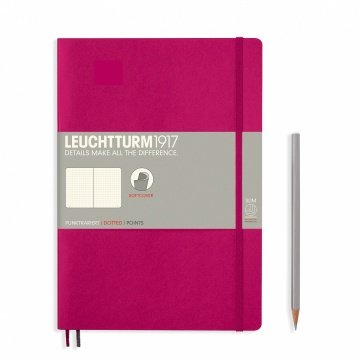 Leuchtturm1917 Not Defteri Tablet Boy (B5), Yumuşak Kapak, 123 Numaralandırılmış Sayfa, Noktalı - Vişne