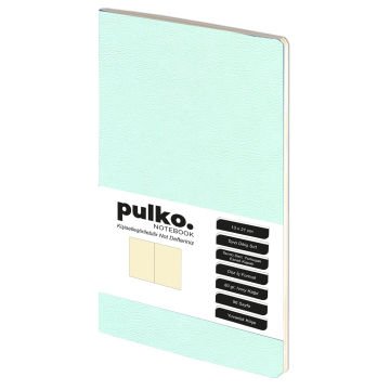 PULKO Notebook Not Defteri, (13x21cm), Terzi Dikiş, Termo Deri Kapak, 96 Sayfa, Krem Kağıt, Düz, 032, Yoğun Nane Yeşili