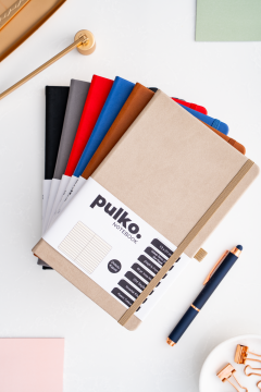 PULKO Notebook Klasik 224 Sayfa Termo Suni Deri Kapak Çizgili Not Defteri 13 X 21 cm, 018, Denim